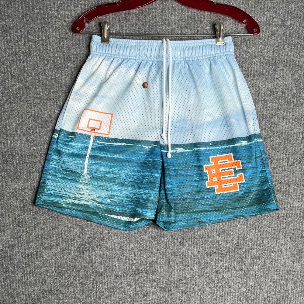 Eric Emanuel EE Basic Short Ocean Basketball Mesh Shorts Blue Mens Small